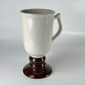 Vtg Hall Coffee Cup Mug Goblet White Brown Ceramic 1273 Footed USA Replacement